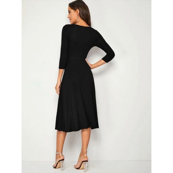 3/4 sleeve mid length dress black - Picture 2 of 2